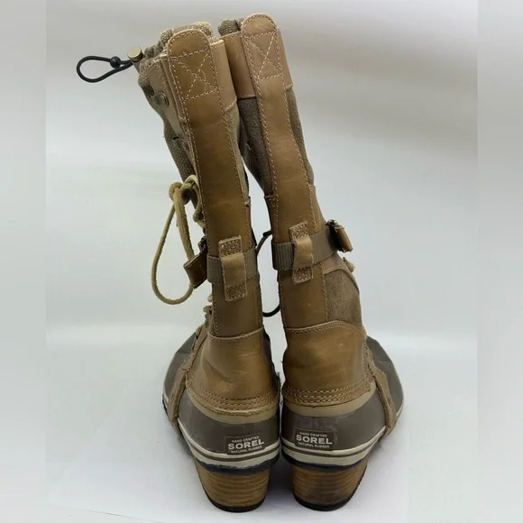 Sorel Carley conquest knee high winter/ rain boots tan size 8.5 - Picture 6 of 9